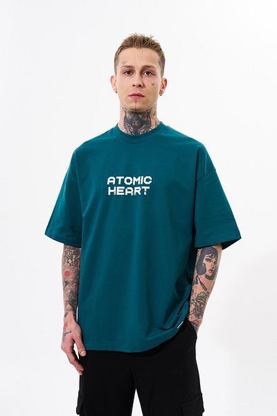 Machinist Men's Atomic Heart Printed Oversize Petrol Green T-Shirt