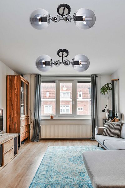 MŞ Aydınlatma Misket Black Chrome 2 Smoked Glass Plafonier Chandelier