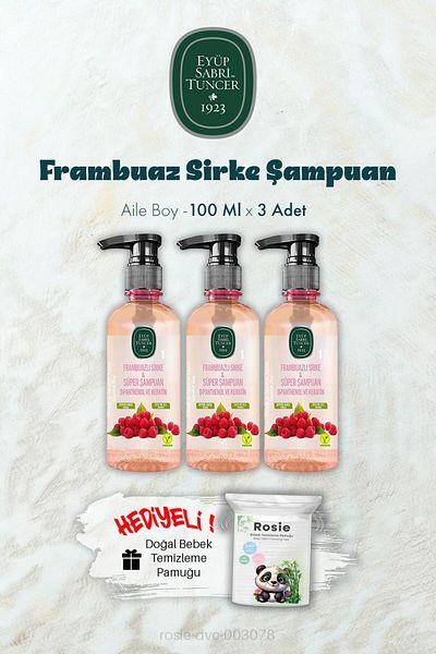 Eyüp Sabri Tuncer 100 ml Raspberry Shampoo X3 and Rosie Péron Gift