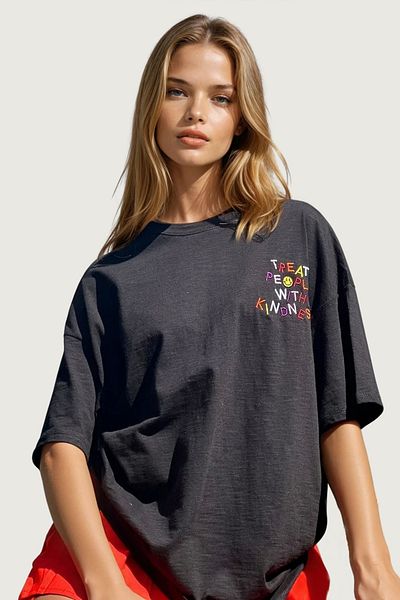 VAGGON Γυναικείο Μαύρο Oversize T-shirt Prmx12318
