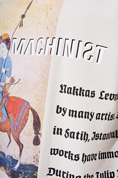 Machinist Ανδρική κεντημένη λεπτομέρεια εκτύπωσης Oversize γκρι μπλουζάκι