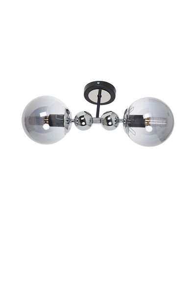 MŞ Aydınlatma Misket Black Chrome 2 Smoked Glass Plafonier Chandelier