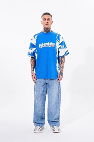 Machinist Ανδρικό μπλουζάκι με στάμπα Oversize γαλάζιο
