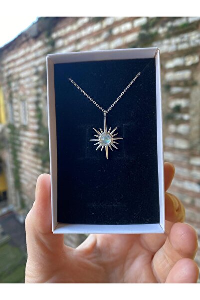 By Atölye Doğal Aytaşı Minimal Kuzey Yıldızı Gümüş Kolye