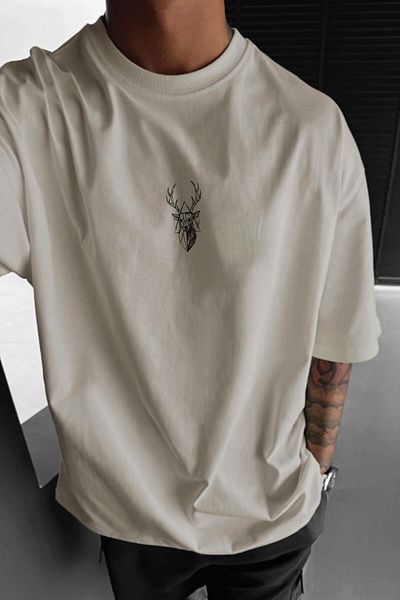 Millionaire Tricou pentru bărbați, cu imprimeu Stone Deer, cu croiala largi, cu croiala largi