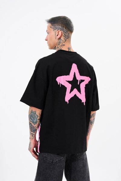 Machinist Ανδρικό μπλουζάκι με στάμπα Fire Effect Oversize μαύρο