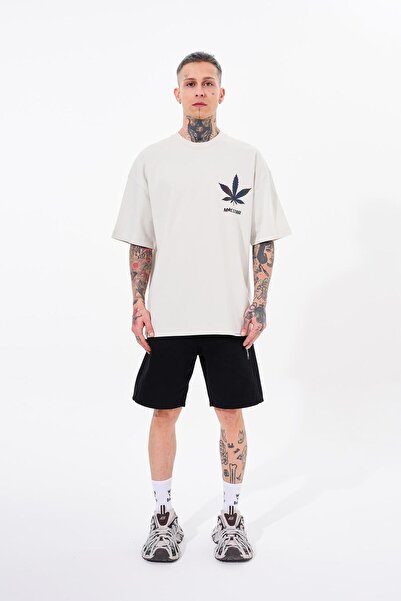 Machinist Ανδρικό μπλουζάκι Macstar Leaf Printed Oversize Grey T-shirt
