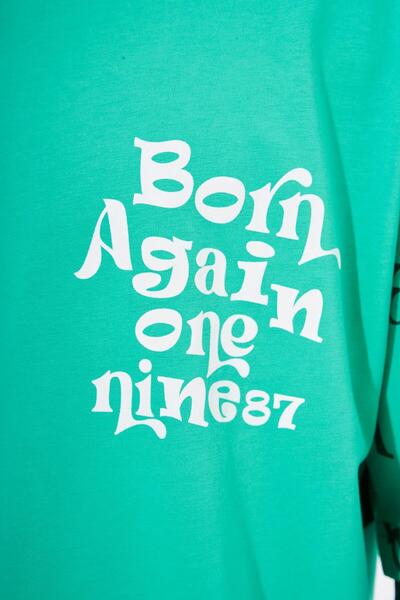 Machinist Men's One Nine 86 Printed Oversize Light Green T-shirt