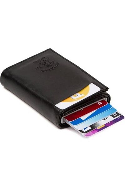 Newish Men's Plaid Black Leather Mechanism Wallet and Casual Shoulder Hand Bag New060