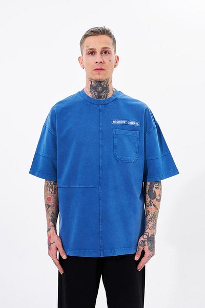 Machinist Denim Oversize Indigo Men's T-Shirt with Pocket
