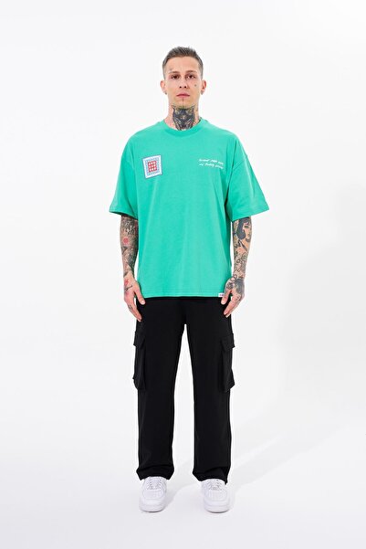 Machinist Ανδρικό μπλουζάκι ανοιχτό πράσινο Oversize - Ethnic Printed