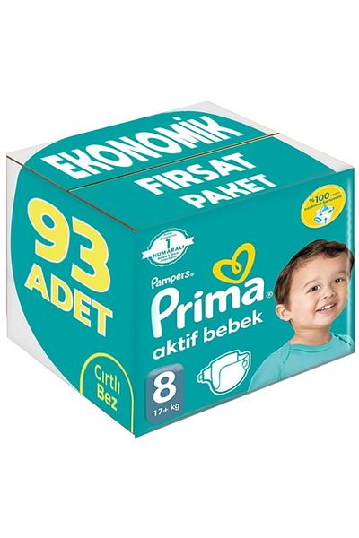 Prima مقاس حفاضات الأطفال: 8 (17 كجم) XXX كبير 93 خيارًا اقتصاديًا