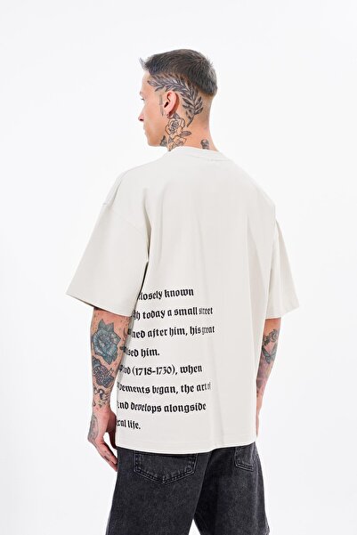 Machinist Ανδρική κεντημένη λεπτομέρεια εκτύπωσης Oversize γκρι μπλουζάκι