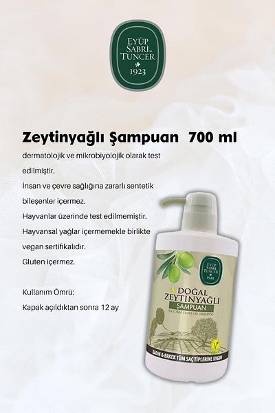Eyüp Sabri Tuncer 3 Olive Oil Shampoo 700 ml and Shampoo Brush Gift