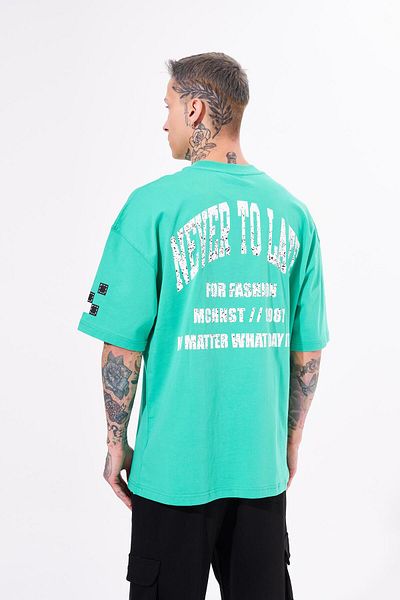 Machinist Ανδρικό ανοιχτό πράσινο μπλουζάκι Oversize - Never Late Printed