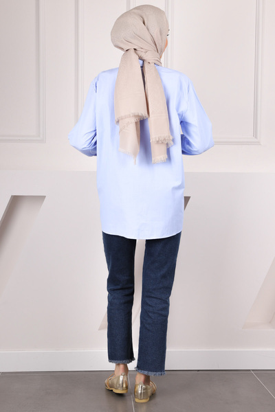 İmajButik Cămașă cu volane în față albastru