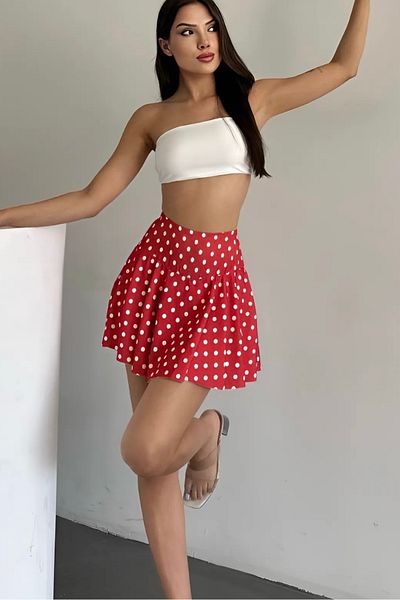 Baby xclub Women's Polka Dot High Waist Shorts Skirt – Stylish and Comfortable Skirt Model