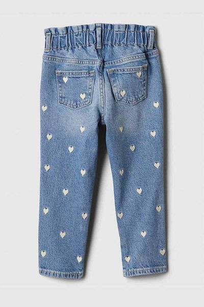 Minigimin Cicileri My Little One's Heart Patterned Denim Jeans with Stone Detail - Light Blue