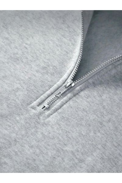 BLYDE LAYY Half Zipper Unprinted Gray Sweatshirt