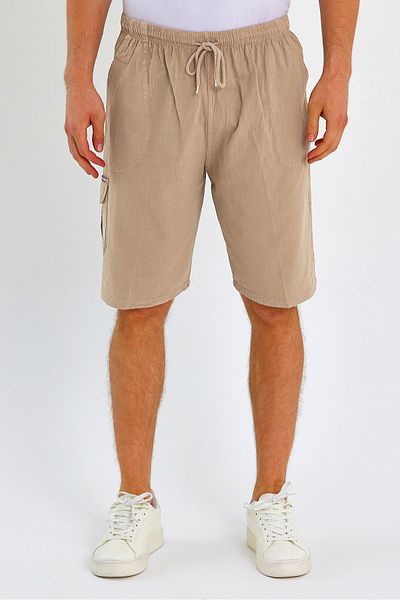 Dechers Ανδρικό σορτς Cargo Pocket Plus Size 100% βαμβακερό λινό E202