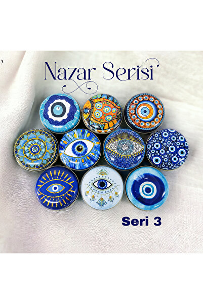 ayyagift Nazar Desenli Metal Kutu - Hediyelik ve Mum Hazırlama Kutusu 7,3x3cm...