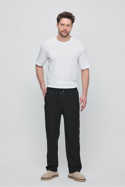 GIENTO Men's Baggy Linen Pants with Elastic Waist