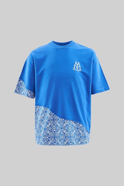 Machinist Men's Ethnic Pieces Oversize Soft Blue T-Shirt