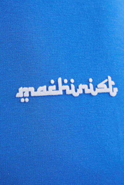 Machinist Чоловіча футболка з великим принтом у вигляді килима, м'яка, синього кольору