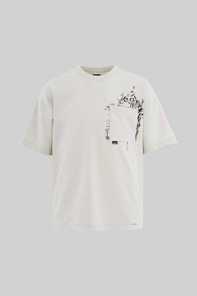 Machinist Tricou oversize pentru bărbați cu etichetă și imprimeu cu buzunar gri spațial
