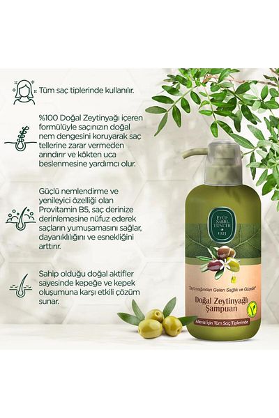 Eyüp Sabri Tuncer 3 Olive Oil Shampoo 600 ml and Shampoo Brush Gift