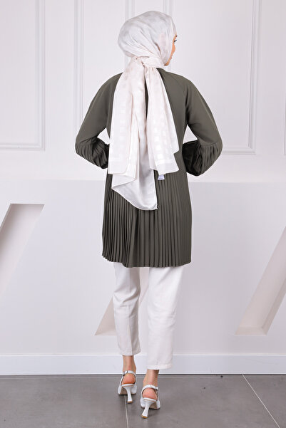 İmajButik Χακί Πλισέ Modal Tunic