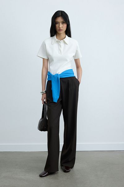 Suud Collection Ecru Jane Polo Neck T-Shirt