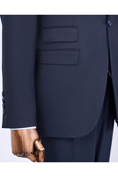 TerziAdemAltun İtalyan stil ceket yelek pantolon takım elbise Lacivert T8621