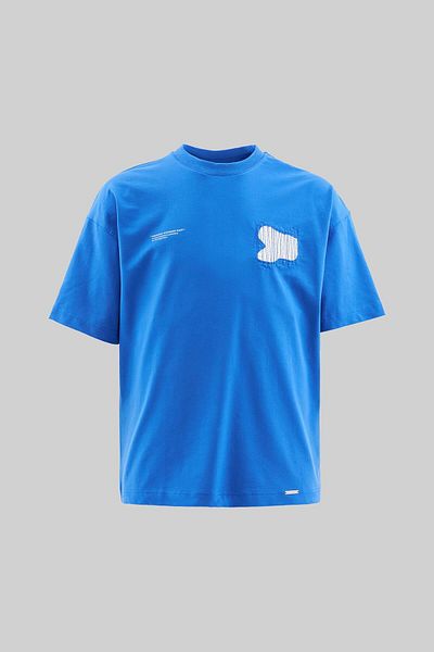 Machinist Tricou pentru bărbați, moale, albastru, moale, cu patchwork și cusut