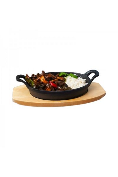 Stalgast Oval cast iron pot with wooden stand, 800 ml