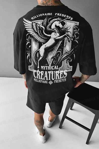 Millionaire Ανδρικό μπλουζάκι Black Creatures Oversize Loose Wide Fit Loose Cut