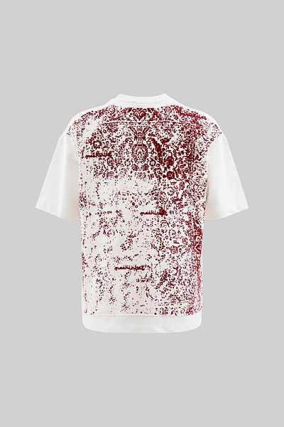 Machinist Men's Rug Pattern Flock Printed Oversize Ecru T-Shirt