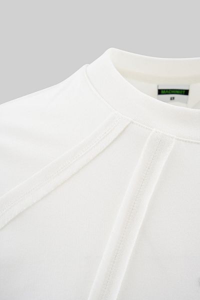 Machinist Men's Stitch Detailed Panel Oversize Ecru T-Shirt