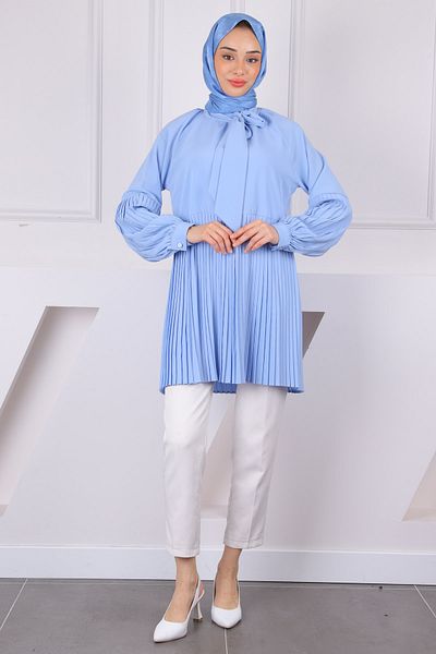 İmajButik Baby Blue Πλισέ Modal Tunic