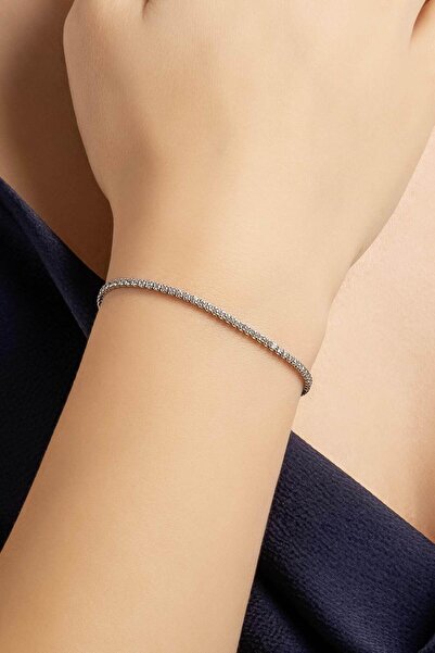 So CHIC... Su Yolu 18 Ayar Beyaz Altın Kaplama Gümüş Ayarlanabilir Bileklik