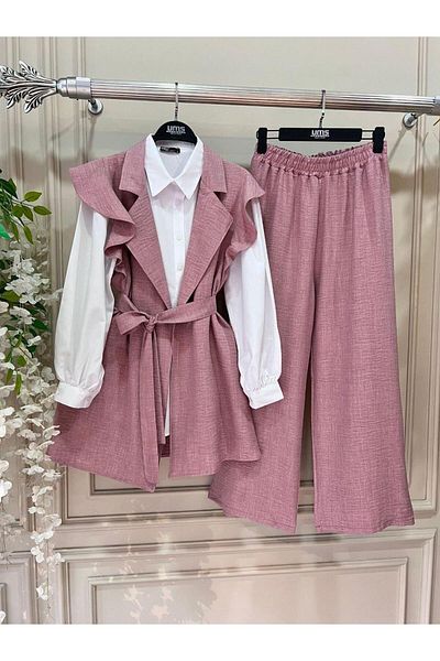 moda periy Women's Summer Ruffle 4-Piece Suit Is Teeset Kombin