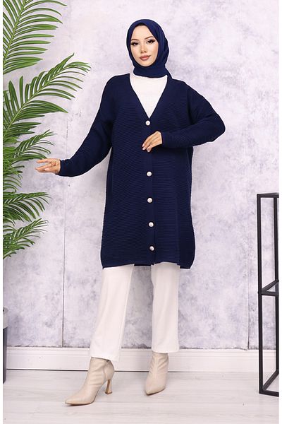 sefamerve Ζακέτα με κουμπιά με λεπτομέρειες 3091-01 Navy Blue