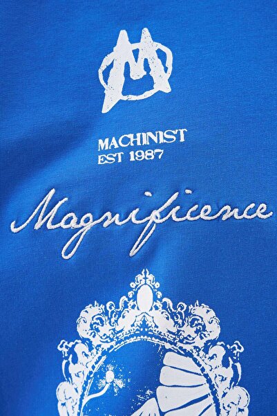 Machinist Чоловіча футболка великого розміру з принтом у стилі бароко Mavi Tişört