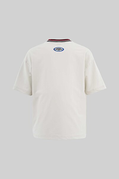 Machinist Чоловічий смугастий комір і вишитий оверсайз космічно-сірий футболка