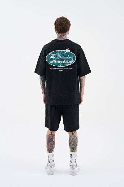 Machinist Men's Premium Fabric Printed Oversize Black T-Shirt