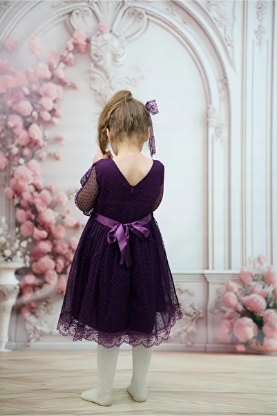golden kids Girl's Dress Girl's Buckle Dress Girl's Dress Children's Wedding Dress Tulle Lace Dress with Points