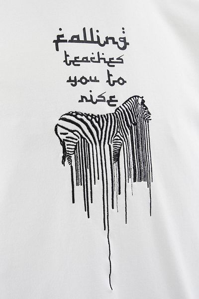 Machinist Men's Printed and Zebra Oversize Ecru T-Shirt