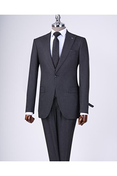 TerziAdemAltun بدلة بنطلون وسترة ضيقة على الطراز الإيطالي أنثراسايت T10326