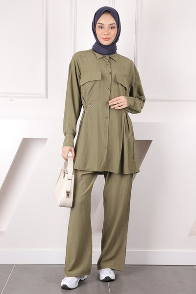 İmajButik Χακί Τσέπη Τουνίκ Παντελόνι