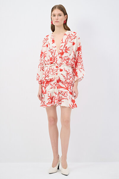 adL Büzgü Detaylı Mini Elbise